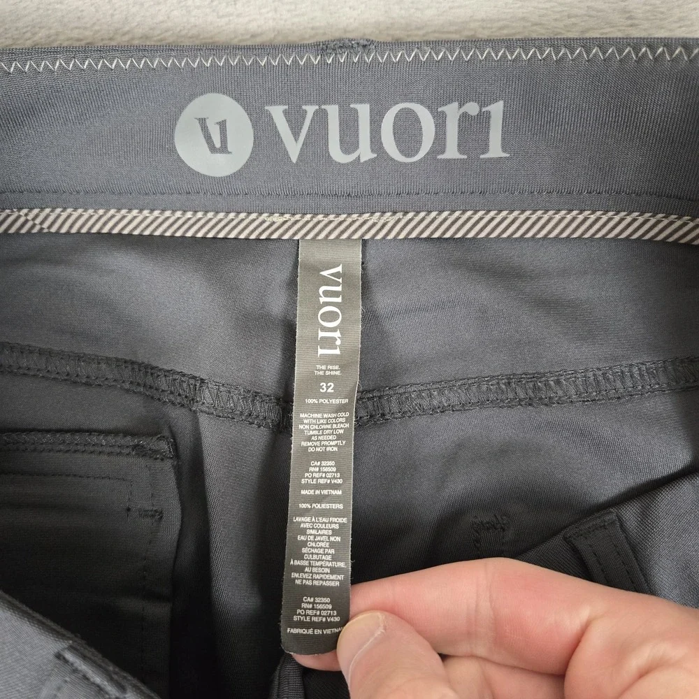 Vuori Meta Pants Mens 32X28 Gray Performance Zip Pockets Golf Travel V430